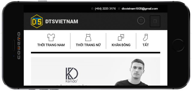 Website dtsvietnam thiết kế hiển thị trên điện thoại