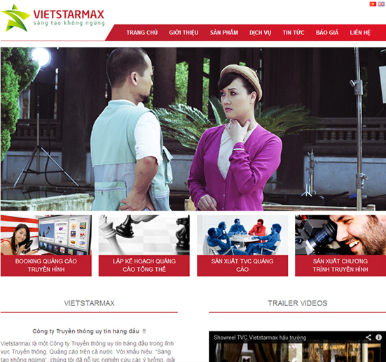 Giao diện website Vietstarmax trên máy tính